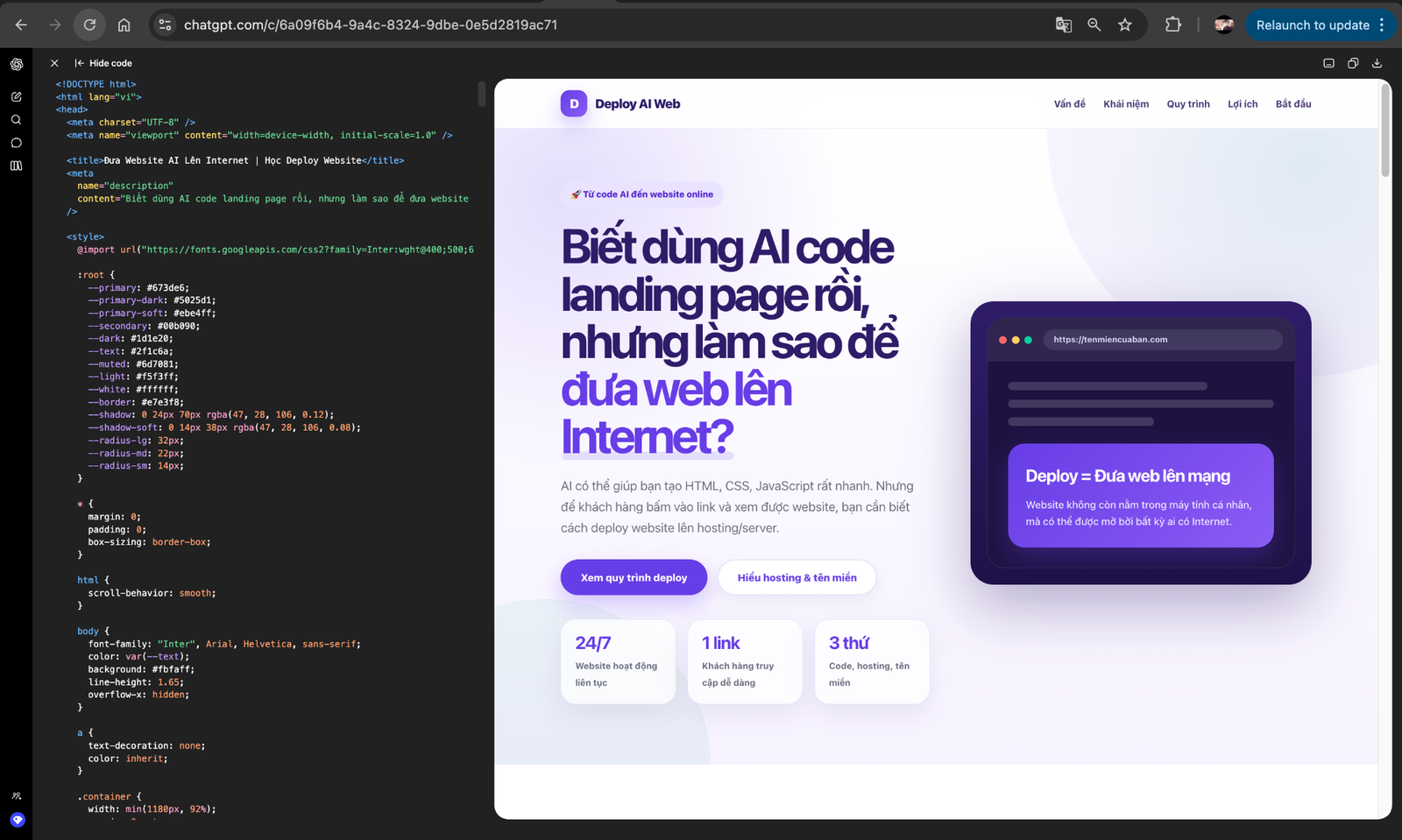 Tạo landing page bằng AI với ChatGPT